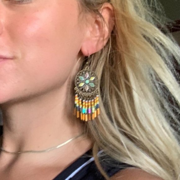 Boho Dangle Earrings Elegant Round Drop Dangling Ladies Fashion Bohemian Jewelry - Picture 5 of 6